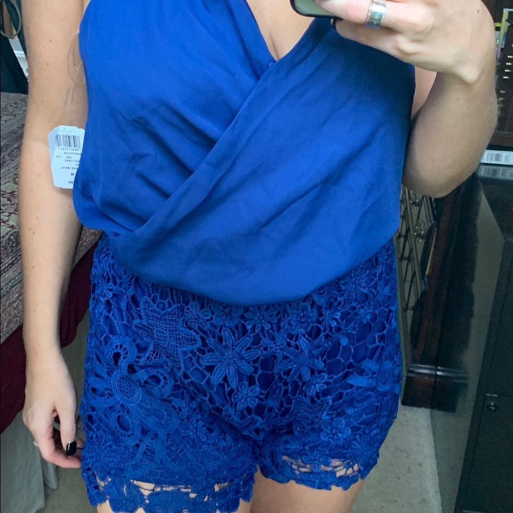 Blue lace romper